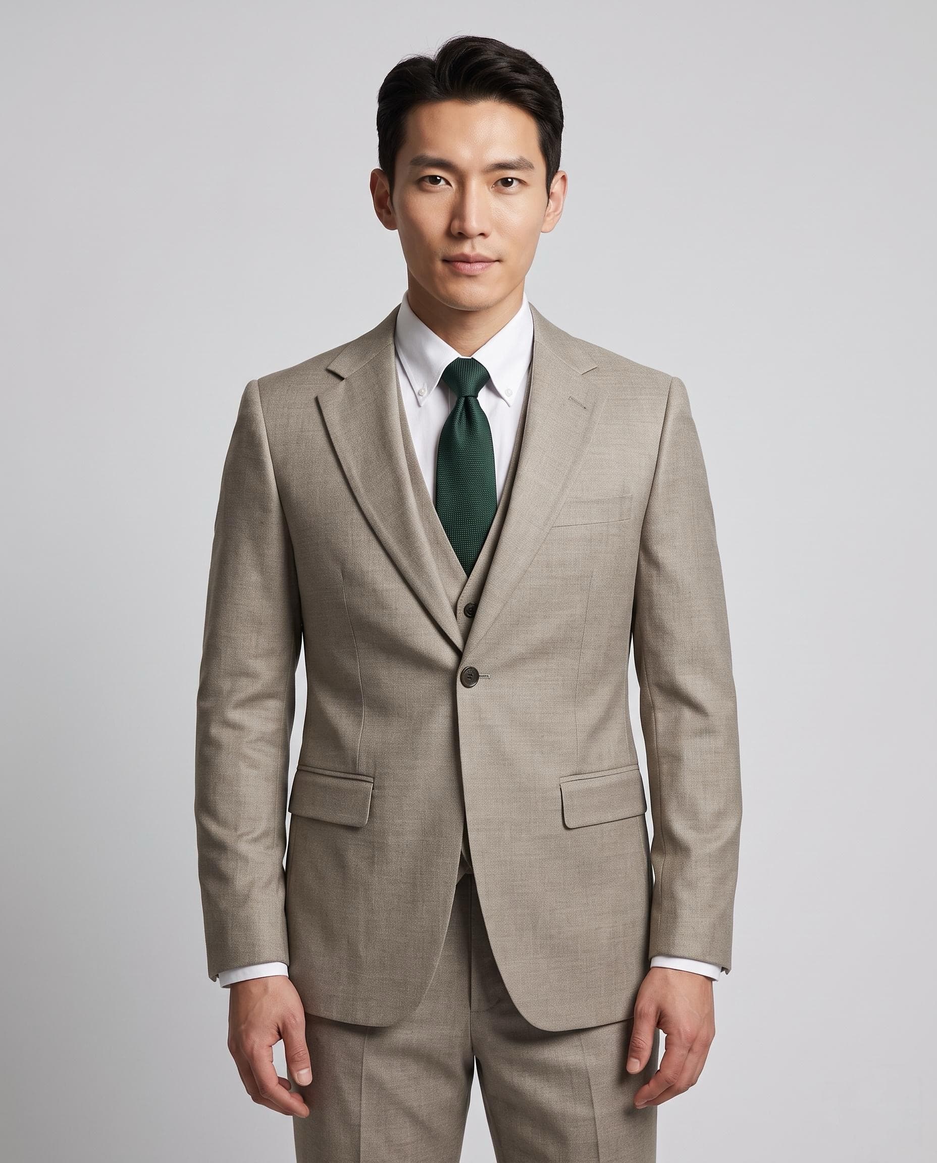 Tuscany: Beige 3-piece suit at Suit Archive Singapore