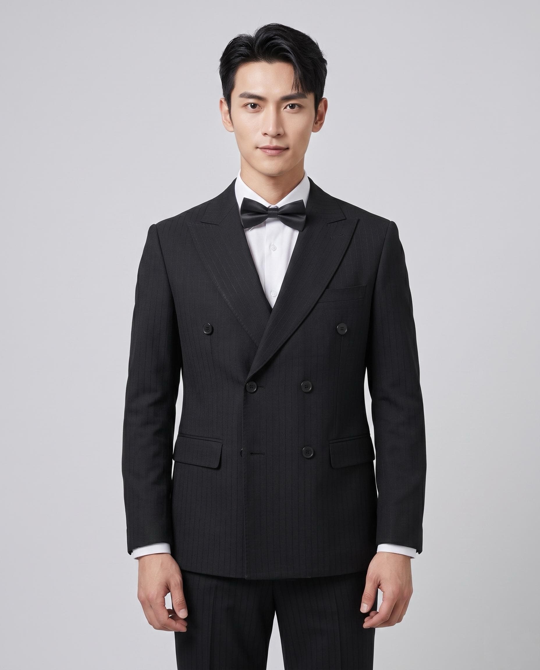 Verona: Black double-breasted 3-piece suit at Suit Archive Singapore