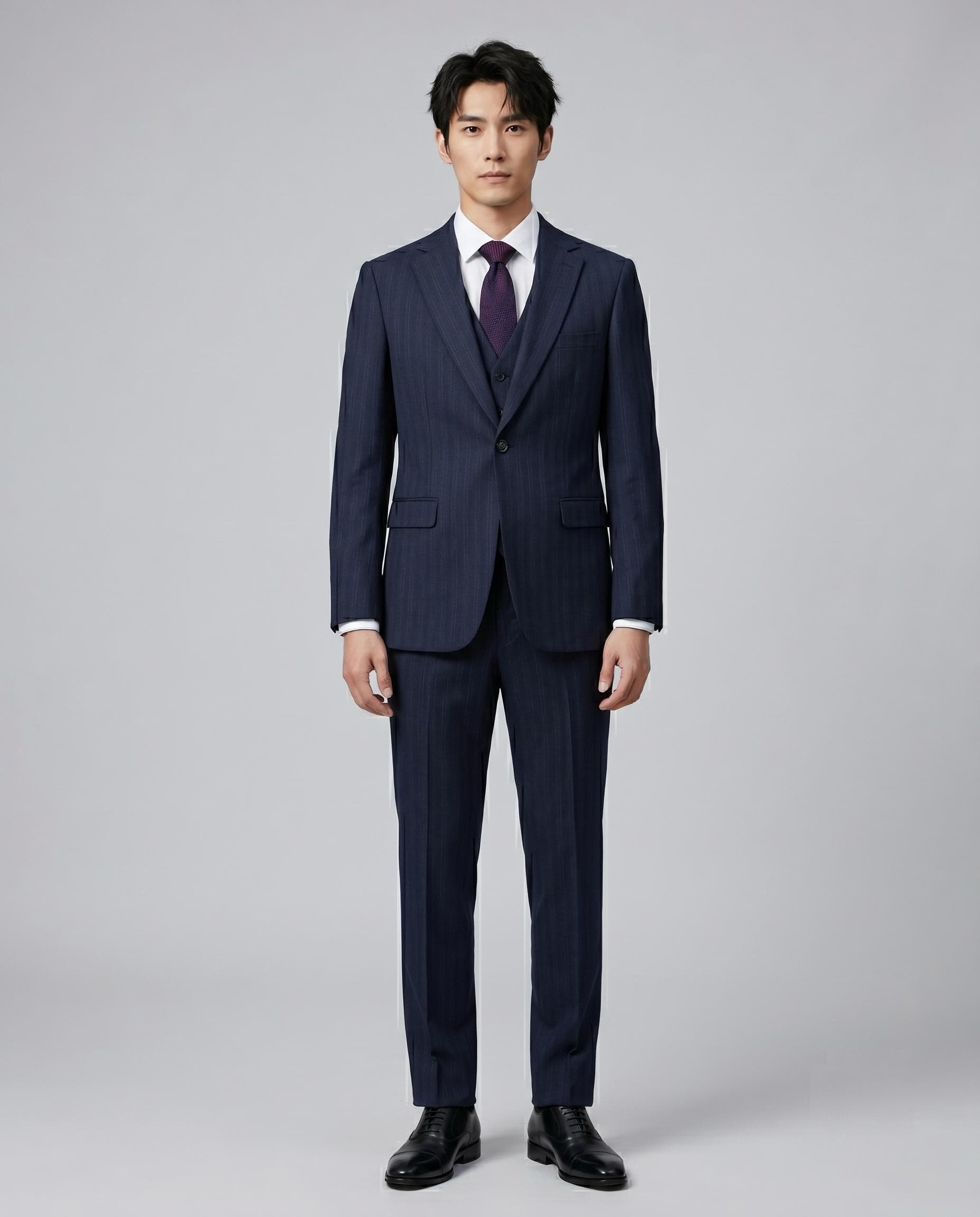 Windsor: Navy pinstripe 3-piece suit at Suit Archive Singapore